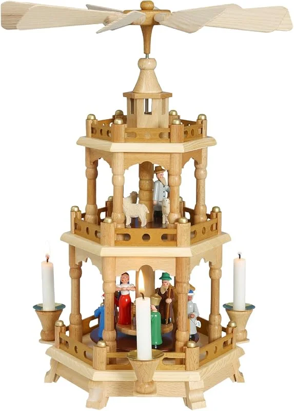 Besuche den Rudolphs Schatzkiste-Store Rudolphs Schatzkiste Pyramide Christi Geburt bunt BxHxT 30x42x30cm NEU Holzpyramide Weihnachtspyramide Designpyramide Tischpyramide Wärmespiel Tischdeko Dekoration Weihnachten Wärmespiel Lichter — Weihnachtsdeko