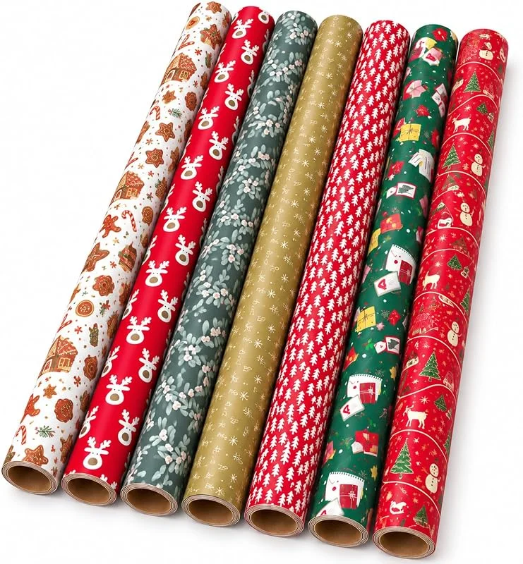 Marke: ZOEWIE Zoewie - Geschenkpapier Set Weihnachten, 7 Rollen, 200cm x 70cm — Geschenkverpackung