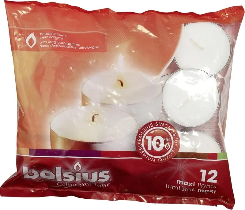 Besuche den bolsius-Store Bolsius Maxiteelichte weiß, Höhe 2 cm, Ø 1, 8 cm, 12er Pack Kerze Teelicht — Kerzenlicht Abendessen