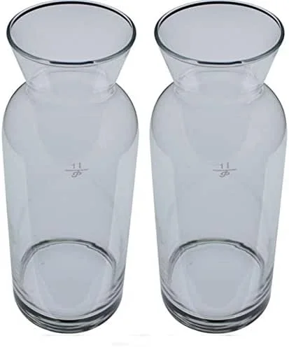 Marke: TAMLED Karaffe 1 Liter 2er Set mit CE Eichstrich Wasser, Saft Wein, Misura — Wein und Festtafel
