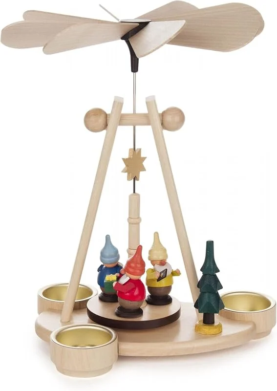 Besuche den Rudolphs Schatzkiste-Store Rudolphs Schatzkiste Weihnachtsdeko Tischpyramide Zwerge BxHxT 21x26x14cm NEU Tischdekoration Dekoration Weihnachten Wärmespiel Lichter Figur Holz Seiffen Erzgebirge Holz Flügel Kerzen