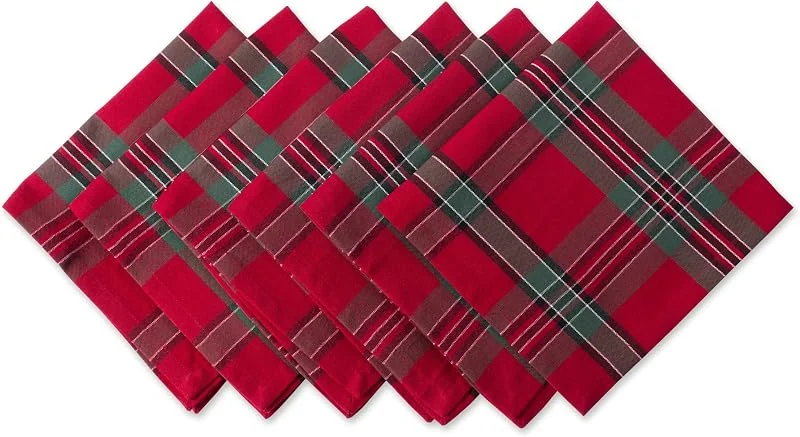 Marke: DII DII Farmhouse Weihnachtsservietten-Set, kariert, Esstisch und Küche, 45, 7 x 45, 7 cm, Rot und Grün, 6 Stück — Küche & Haushalt