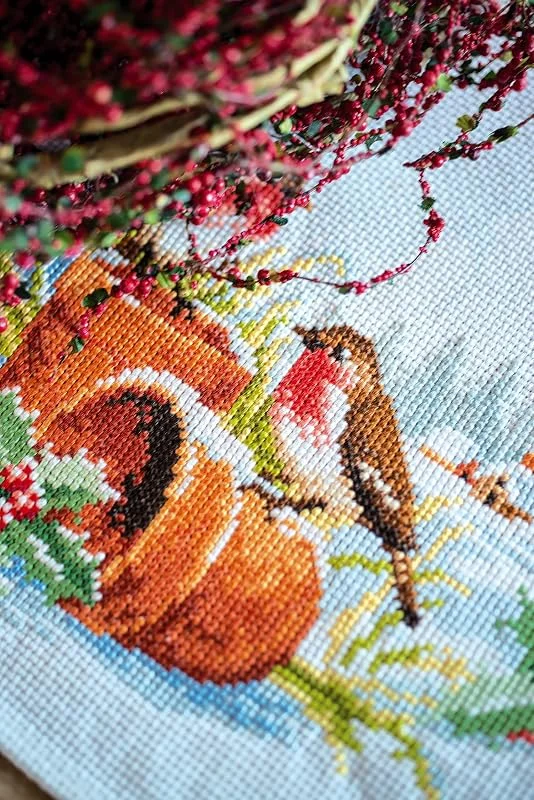 Besuche den Vervaco-Store VERVACO Stickpackung Tischläufer Zählmusterpackung Kreuzstich Rotkehlchen im Winter Stickläufer zum Selbersticken Stickset Weihnachten Kreativ Set für Erwachsene 32 x 84 cm Kreatives Geschenk — Advent und Tisch