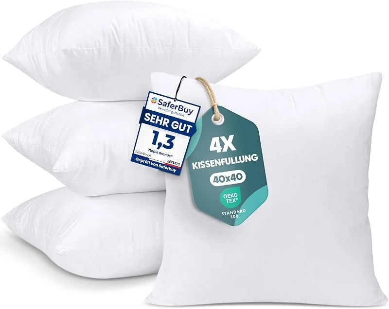 Besuche den Utopia Bedding-Store Utopia Bedding Kissenfüllung 40x40 4er Set Innenkissen Kissen Sofakissen — Wein und Festtafel