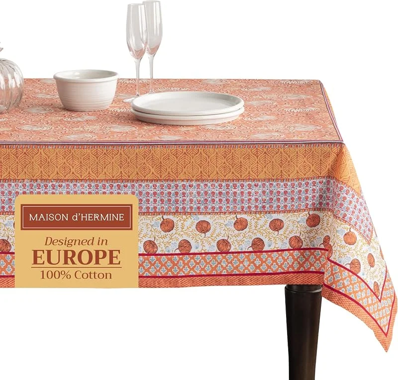 Besuche den Maison d' Hermine-Store Maison d' Hermine Tischdecke, quadratisch, 100% Baumwolle, wiederverwendbar, dekorativ, für Alltag, Esszimmer, Bauernhaus, Zuhause, Party, Feste und Hochzeit, 137, 2 x 137, 2 cm, Erntefest — Küche & Haushalt