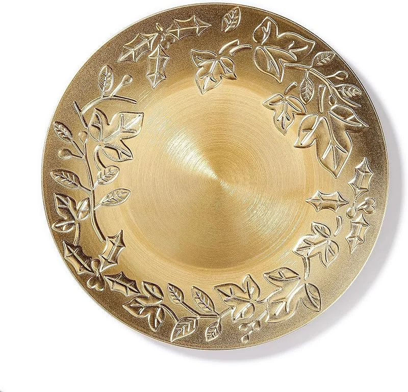 Besuche den Inge-glas-Store Dekoteller 33cm Kunststoff mit Mistelzweig Muster - festliche Platzteller für die Weihnachtszeit - Tischdeko Unterteller für Winter Weihnachten - Weihnachtsteller Weihnachtsdeko - Gold metallic — Advent und Tisch