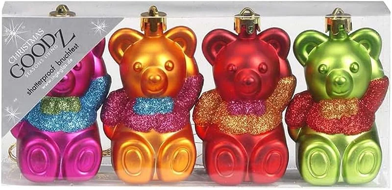 Besuche den Inge-glas-Store Inge-glas Christbaumschmuck Teddybären 8cm Kunststoff 4er Set - bruchsicher & mit Glitzer - Christbaumkugeln für Weihnachtsbaum - Weihnachtsbaumkugeln & Weihnachtsbaumschmuck - Mille Fiori — Weihnachtsdeko