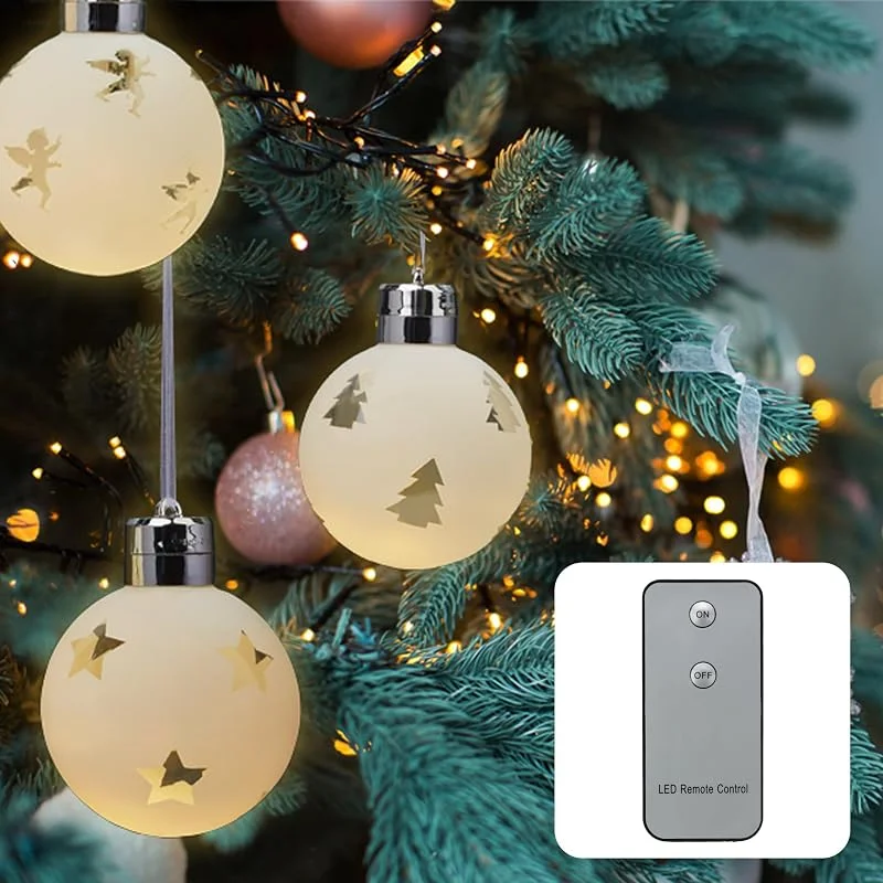 Besuche den hellum-Store hellum LED Glaskugeln matt im 3er Set, mit Fernbedienung & Batterie, innen — Weihnachtsbeleuchtung