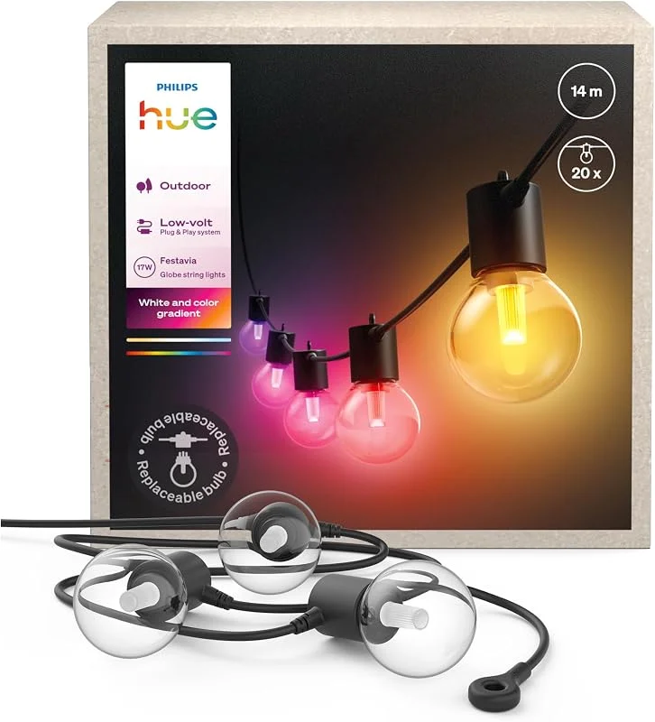 Philips Hue Festavia Globe Außenlichterkette, 14m, 20 Lampenkugeln — Weihnachtsbeleuchtung
