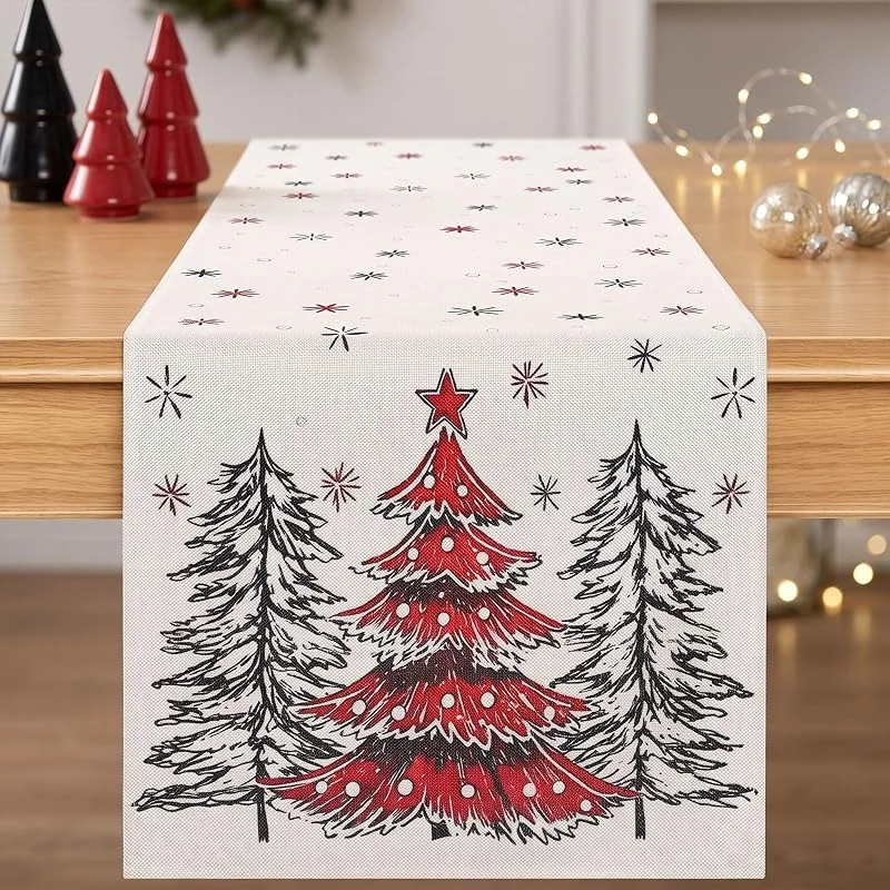 Marke: Velvhom Tischläufer Weihnachten 40x140 Moderne Tischdeko für Esstisch Rot Schwarz — Küche & Haushalt