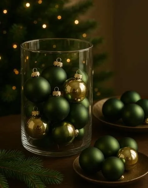 Marke: RiloStore 30 STK Glaskugeln Christbaumkugeln Granit grün 5, 7cm Weihnachtskugeln Glas Kugeln o3011 dunkelgrün Edel Weihnachtsdeko Baumschmuck Weihnachten Baumdeko Hänger Kugeln