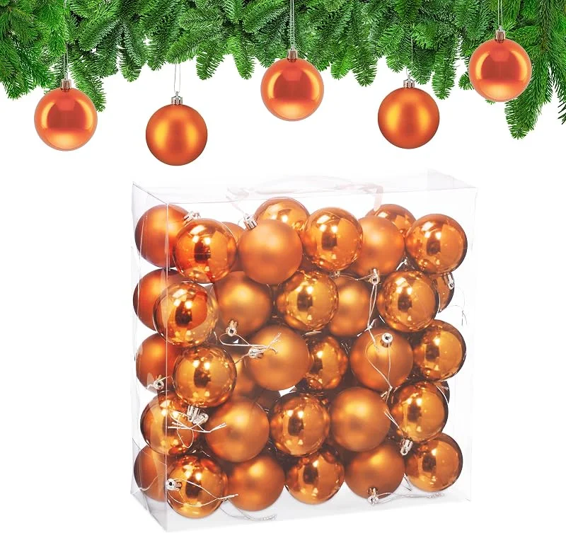 Besuche den Relaxdays-Store Relaxdays Weihnachtskugeln 50er Set, Weihnachtsdeko, matt & glänzend, Christbaumkugel ∅ 6 cm