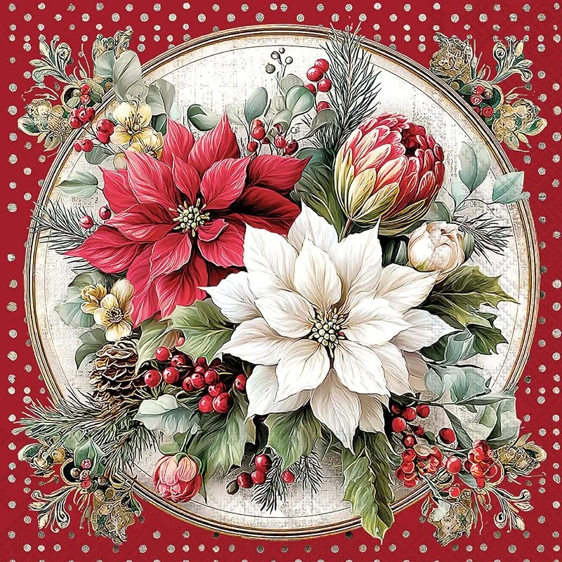Besuche den Ambiente-Store Servietten Papier 33x33cm 3-lag. mit Weihnachtsblumen Motiv 20 Stk. — Advent und Tisch