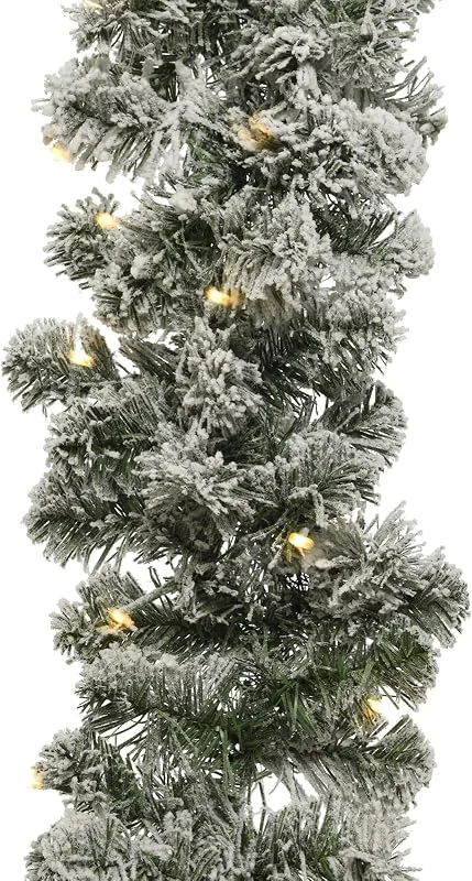 Marke: Lumineo LED Tannengirlande künstlich 2, 7m x 25cm beschneit - Indoor & Outdoor - beleuchtete Dekogirlande - Weihnachtsdeko Girlande - Weihnachtsgirlande Wintergirlande - Grün, Warmweiß