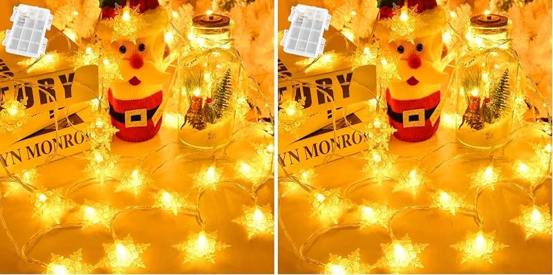 Marke: Gcstnn Gcstnn Lichterkette Batterie Außen, 3M 20 LED Schneeflocke Warmweiß Lichterkette mit 6h Timer, IP65 Wasserdicht Lichterketten für Zimmer Weihnachten Außen Innen Dekorationen (Packung mit 2) — Weihnachtsbeleuchtung