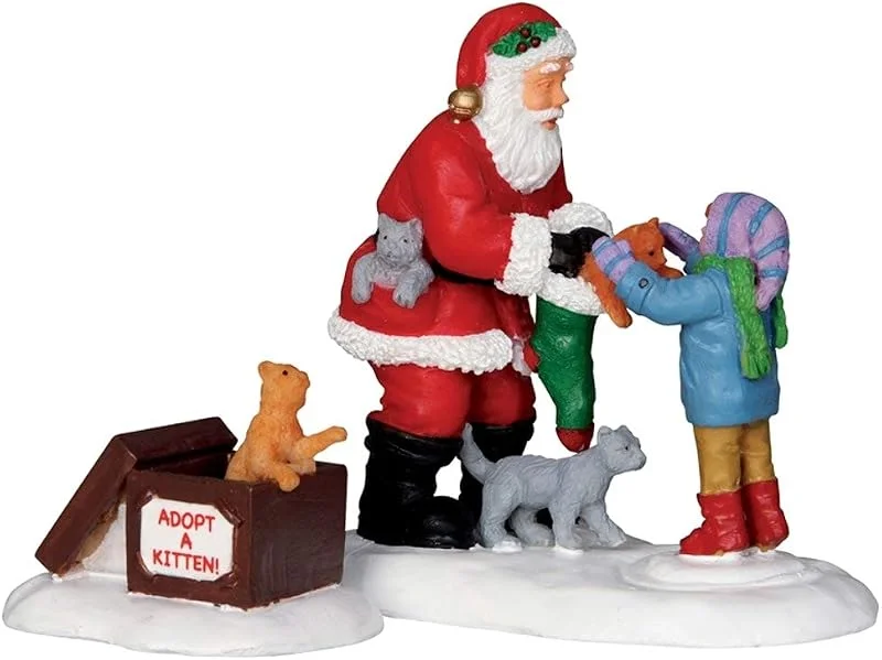 Marke: Lemax Lemax Village Collection 22045 Weihnachtsdorf Figur Weihnachtsmann und Kätzchen — Weihnachtsdeko