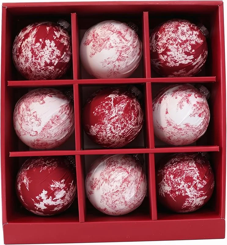 Marke: Ginwrek Weihnachtsbaumschmuck-Set 9 Vintage-Hängekugeln Stil A — Weihnachtsdeko
