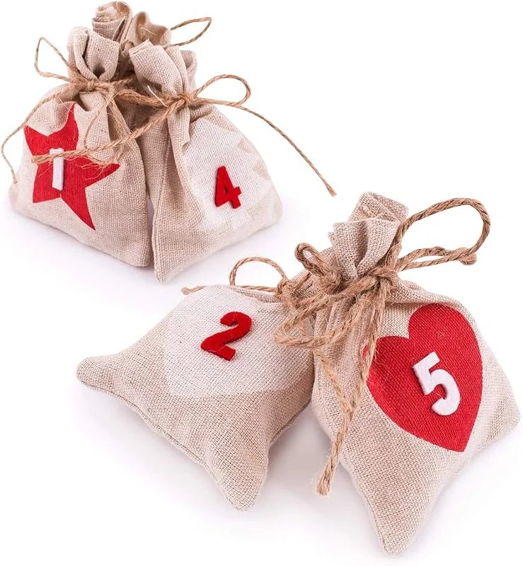 Besuche den pajoma-Store pajoma® Adventskalender zum Befüllen – 24 Jutesäckchen natur mit Zahlen & Kordel, Wiederverwendbare Stoffbeutel zum Aufhängen, DIY Weihnachtskalender zum Selbstbefüllen — Advent und Tisch