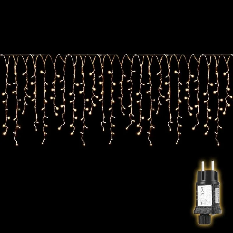 Besuche den SALCAR-Store SALCAR 10m Eisregen Lichterkette Außen 400 LED Eiszapfen Warmweiß — Weihnachtsbeleuchtung