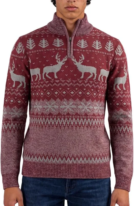 Marke: Xact Xact Herren Nordic Fairisle 1, 4-Zip Weihnachtspullover — Weihnachtsmode