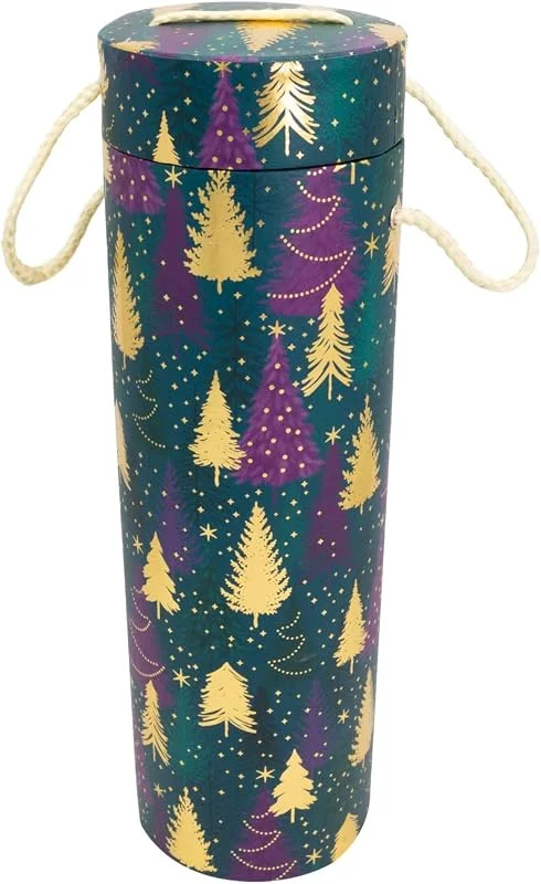 Besuche den Idena-Store Idena 30370 - Flaschenbox Tannenbäume, zylinderförmig, Geschenkbox, Geschenkschachtel, Geschenkverpackung Weihnachten