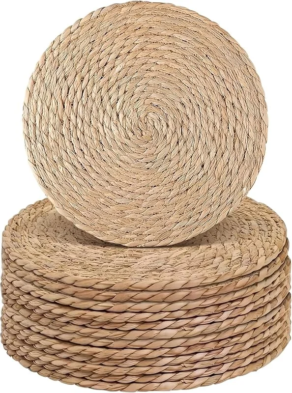 Besuche den comfoyar-Store comfoyar 33cm Tischsets Rund Geflochten Natürliche Wasserhyazinthe 12er Set — Küche & Haushalt