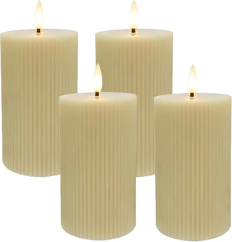 Besuche den Relaxdays-Store Relaxdays LED Kerzen, 4er Set, HxD: 13 x 7, 5 cm, flackernde Flamme, beige — Advent und Tisch