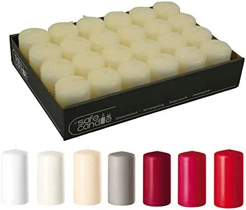 Besuche den Klocke Kerzen-Store Hochwertige Stumpenkerzen - Adventskerzen, Wachskerzen, Kerzenpaket (Wollweiß, XS & Schlank: Höhe 7cm, Ø 5cm - 24 Stück) — Advent und Tisch