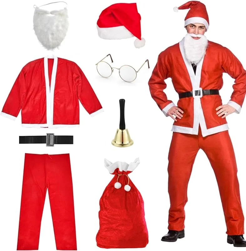 Besuche den TK Gruppe Timo Klingler-Store TK Gruppe Timo Klingler 8 in 1 Nikolauskostüm - Einheitsgröße - Weihnachtsmannkostüm - Santa Costume - für Weihnachten - Kostüm für Nikolaus - Weihnachtsmann - Santa Claus - Herren, Erwachsene — Weihnachtsmode