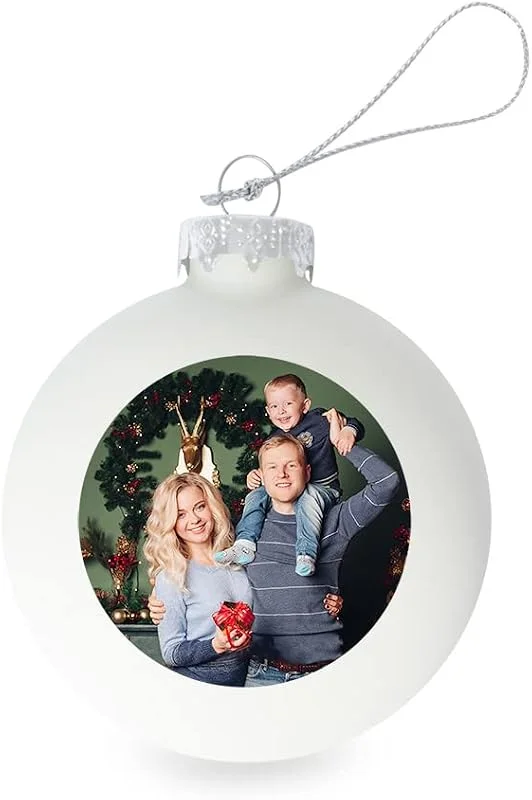 Besuche den Benutzerdefiniert-Store GE24 Weihnachtskugel individuell mit ihrem Text oder Foto - Ø 9cm aus Glas - Christbaumkugel mit Digitaldruck (Seidenmatt) (Weiß, 6) — Weihnachtsdeko