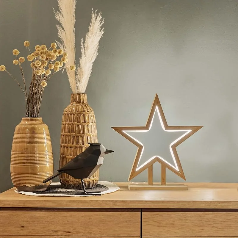Besuche den hellum-Store hellum LED Weihnachtsstern beleuchtet 35cm, holzfarben, Stecker für innen — Weihnachtsdeko