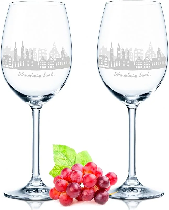 Besuche den GRAVURZEILE-Store GRAVURZEILE Weingläser mit Gravur - Skyline Naumburg Saale im Set - Hochwertige 360° Lasergravur - schönes Geschenk als Andenken, Souvenir oder für Sammler & Weingenießer zum Geburtstag — Wein und Festtafel