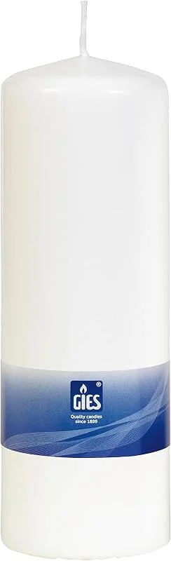 Marke: Gies Stumpenkerze 200x68 mm weiss weiß, Stumpenkerzen, Säulenkerze, Taufkerze, Dekokerze, Kerzenlicht (200x68 mm weiss, 1) — Advent und Tisch