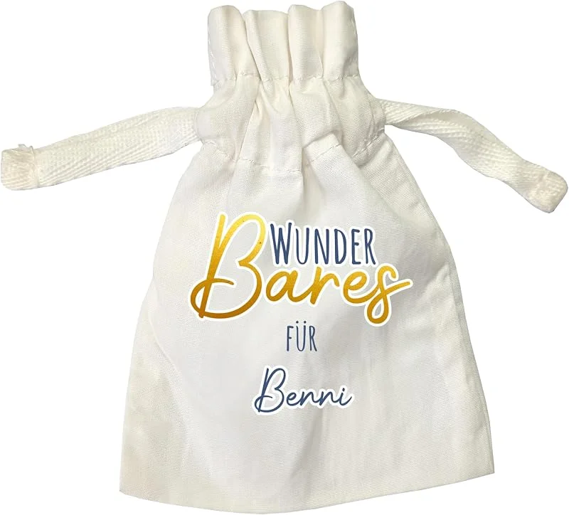 Besuche den Herz & Heim-Store Herz & Heim® Personalisierter Beutel aus Baumwolle für Geldgeschenke – Motiv & Name wählbar – Säckchen als Geschenkbeutel mit Kordelzug zum Geburtstag oder Abschluss (WunderBares) — Geschenkverpackung