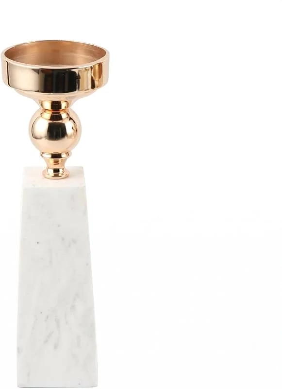 Marke: BLWOTMOR Marmor Kerzenhalter Kerzenständer Leuchter Tischdekoration Schlichte Säule aus Marmor mit Metalloberteil für Stumpenkerzen Und Gleichmäßigen für Tafel, 100 320mm — Kerzenlicht Abendessen