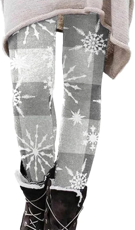 Marke: Generisch Thermo Leggings Damen Winter Mit Muster - Warme Leggings High Waist Thermoleggings Baumwolle Freizeithose Große Größen Yogahose Skinny Winterleggings Blickdicht Thermostrumpfhose Outdoor Thermohose — Weihnachtsmode