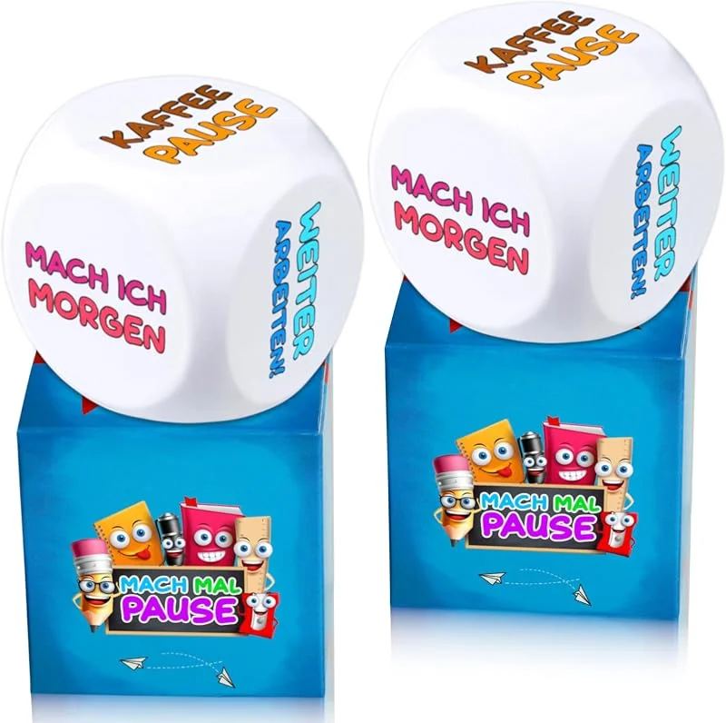 Besuche den MACH MAL PAUSE-Store MACH MAL PAUSE® Anti Stress Würfel 2er Set - die bunten Stresswürfel mit 6 lustigen Aktionen zum Stressabbau sind das Geschenk für Kollegen Studenten Freunde - Büro Spielzeug für Mitarbeiter — Geschenkverpackung