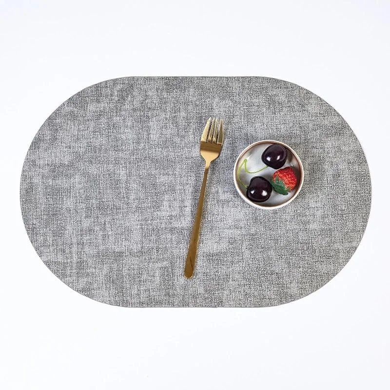 Besuche den Epinki-Store Epinki 2Pcs Set Tischset Modern Oval 30x45CM, PU Leder Platzset Weihnachten Modern Gewebt Muster Anti-Rutsch, Tischuntersetzer Abwaschbar Grau für Küche — Küche & Haushalt