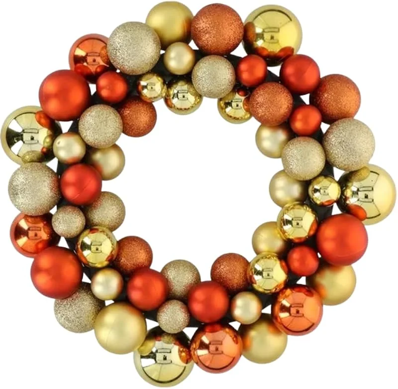 Marke: Christmas gift Weihnachtskranz 36 cm, Weidenkranz Türkranz mit 55 Weihnachtskugeln, Weihnachtsdeko Kranz Rohling außen oder innen, Weihnachtskranz aus Kunststoff, Türkranz Weihnachten außen