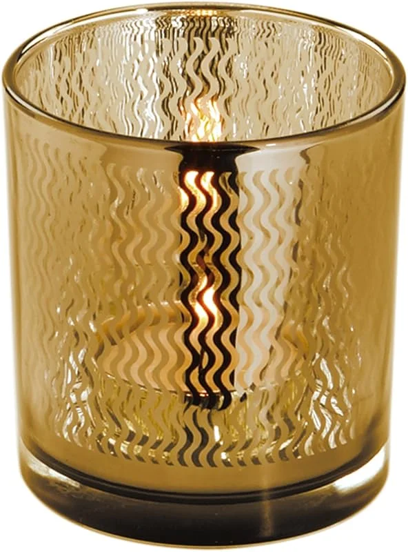 Besuche den Fink-Store LINIO Teelichthalter, Glas, Rose Gold, Wellen 8x7, 3cm — Kerzenlicht Abendessen