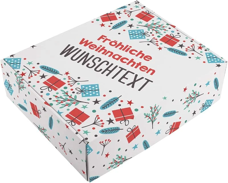 Besuche den Herz & Heim-Store Herz & Heim® Personalisierter Geschenkkarton zu Weihnachten mit Ihrem Wunschtext auf dem Deckel XL — Geschenkverpackung