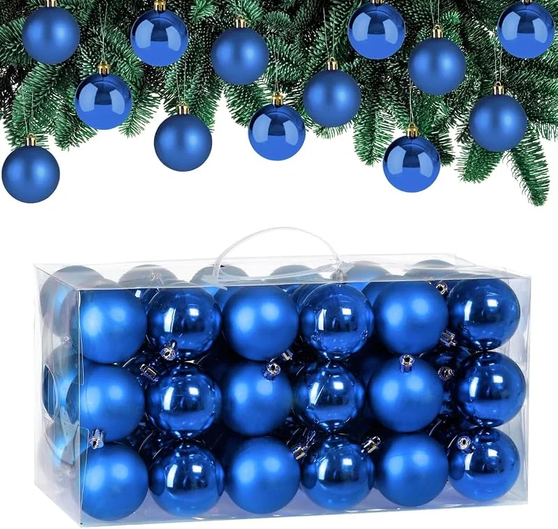 Besuche den Deuba-Store Deuba® Weihnachtskugeln 54tlg Ø 6cm Kunststoff matt glänzend Christbaumkugeln Christbaumschmuck Anhänger Weihnachtsbaumkugeln Weihnachtsdeko Blau