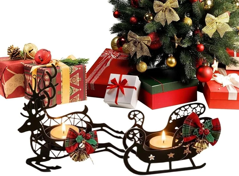 Marke: Generisch Teelichthalter, festlicher Elchschlitten, Tischdekoration — Advent und Tisch
