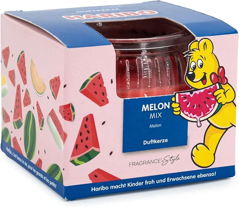 Marke: HARIBO HARIBO™ Duftkerze 85g, HxD: 6, 5 x 8 cm, Kerze im Glas, Paraffinwachs, Geschenkidee, im Geschenkkarton, rot — Kerzenlicht Abendessen
