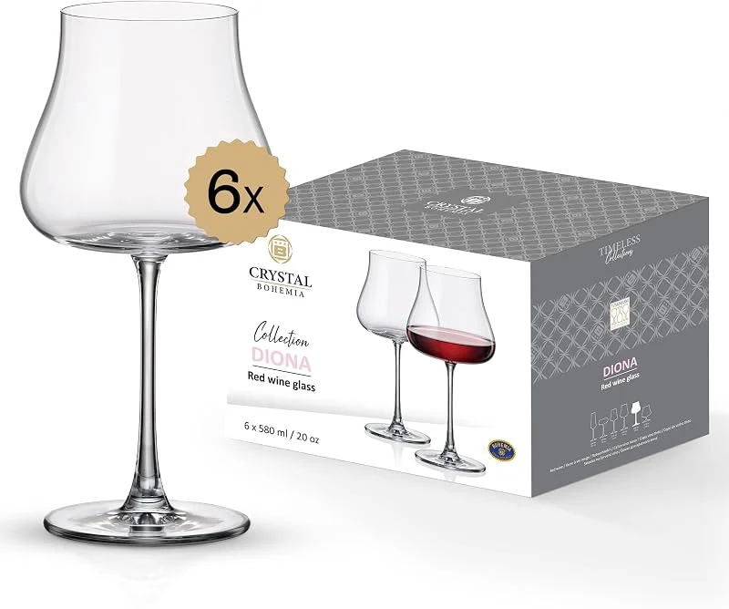 Besuche den CRYSTAL BOHEMIA-Store CRYSTAL BOHEMIA Rotweingläser - 6er Set, je 580 ml, spülmaschinenfest, langlebig & modern - Elegante Rotweinkelche aus Kristallglas - Ideal für Pinot Noir, Chianti & als Geschenk — Wein und Festtafel