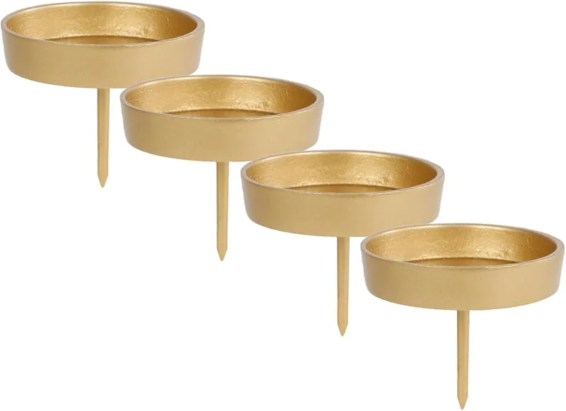 Besuche den Spetebo-Store Alu Kerzenpick für Stumpenkerzen 4er Set - 9 cm in Gold - Metall Kerzenhalter für Kugelkerzen - Kerzen Stecker für Advents und Weihnachts Gesteck — Kerzenlicht Abendessen