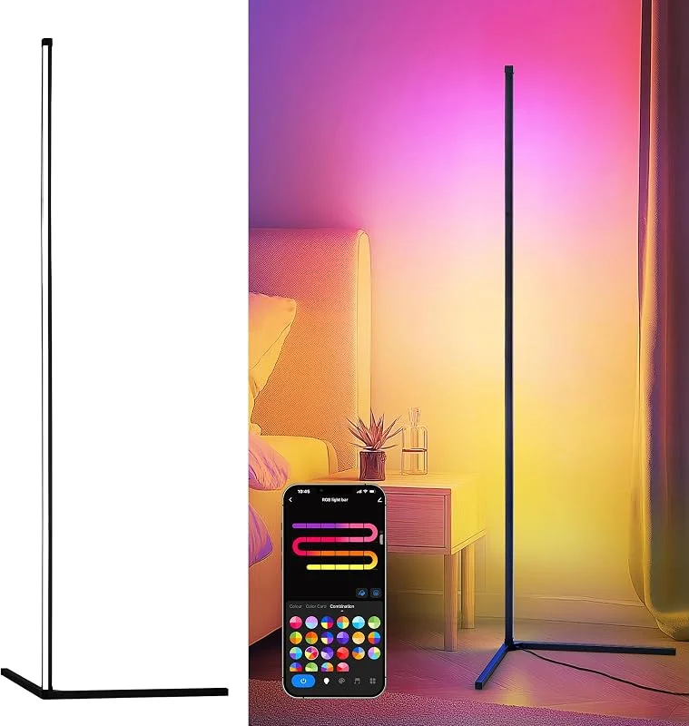 Besuche den LuminexDesigns-Store LuminexDesigns LED Stehlampe RGB Standleuchte 150cm - Ecklampe Dimmbar Bunt mit Fernbedienung Alexa Sprachsteuerung Ambientebeleuchtung Wohnzimmer Lichtsäule Farbeweschel für Schlafzimmer Spielzimmer — Kerzenlicht Abendessen