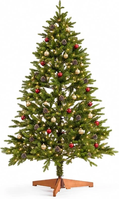 Besuche den Valle Verde-Store Valle Verde Künstlicher Weihnachtsbaum 180 cm - 100% PE, mit Holzständer — Weihnachtsdeko