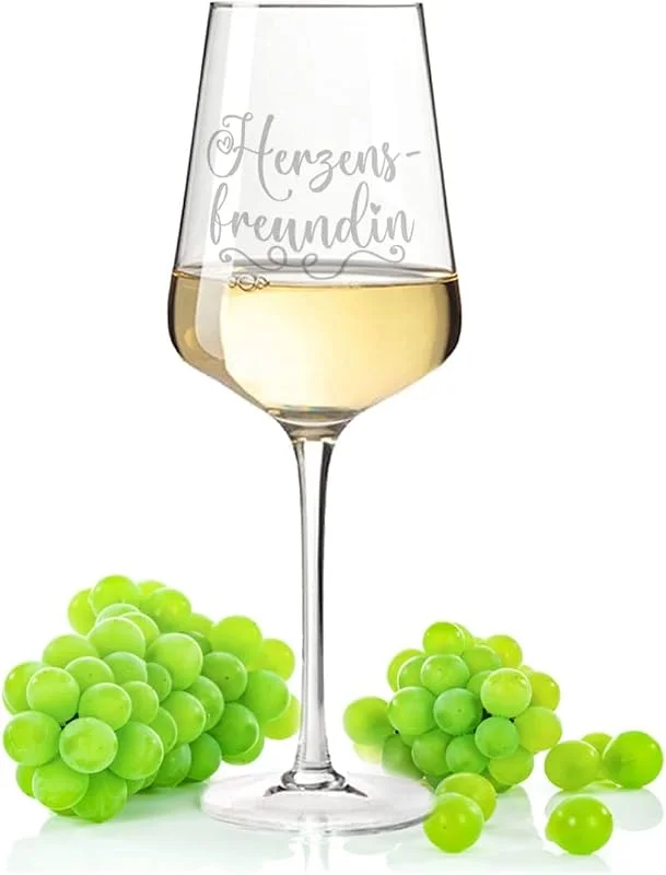 Besuche den GRAVURZEILE-Store GRAVURZEILE Weißweinglas mit Gravur - Herzensfreundin - Geschenk für die beste Freundin - Weingläser für Rotwein & Weißwein - Geschenke für Sie — Wein und Festtafel