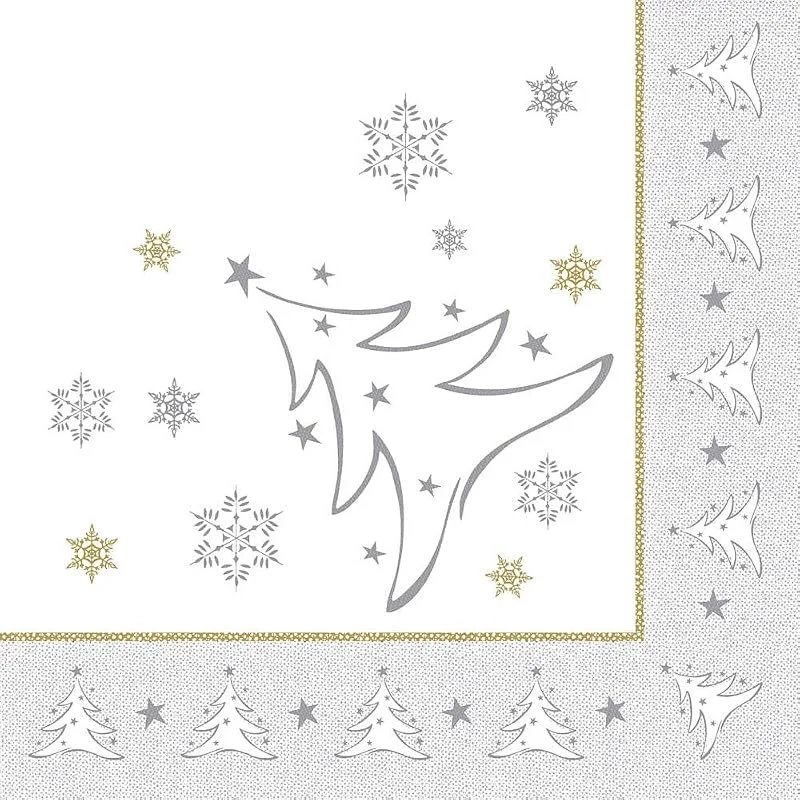 Besuche den PAPSTAR-Store PAPSTAR Weihnachts-Motivservietten 'X-Mas Elegance', silber — Advent und Tisch